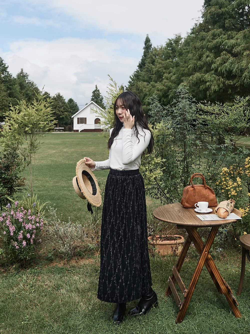 正韓-高領彈性上衣