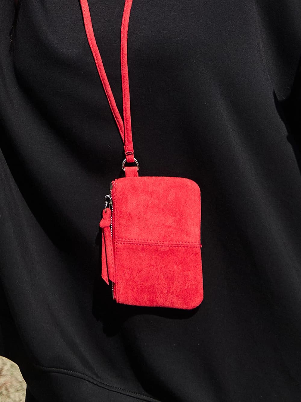 掛脖麂皮絨零錢包