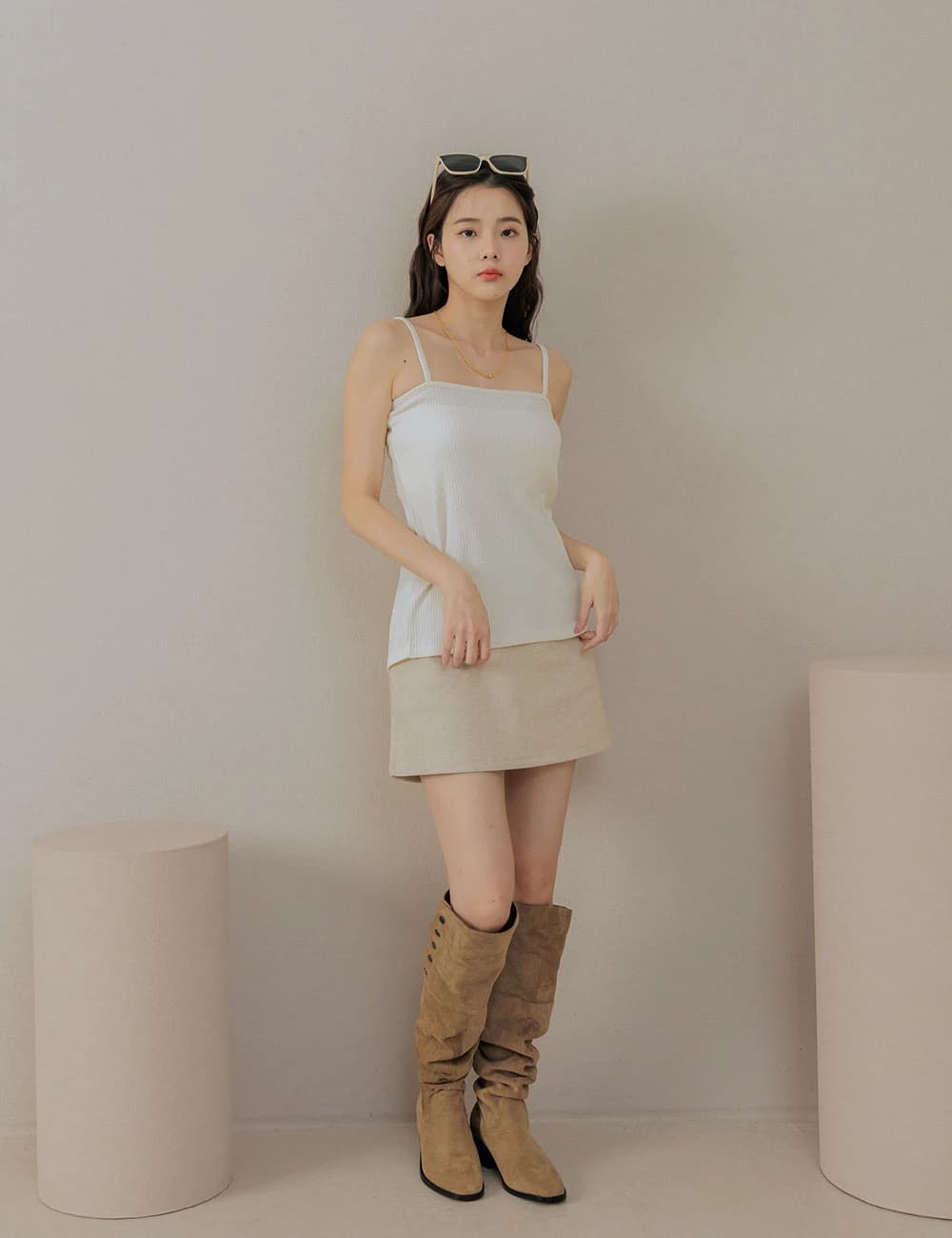 正韓-兩穿開衩細肩背心