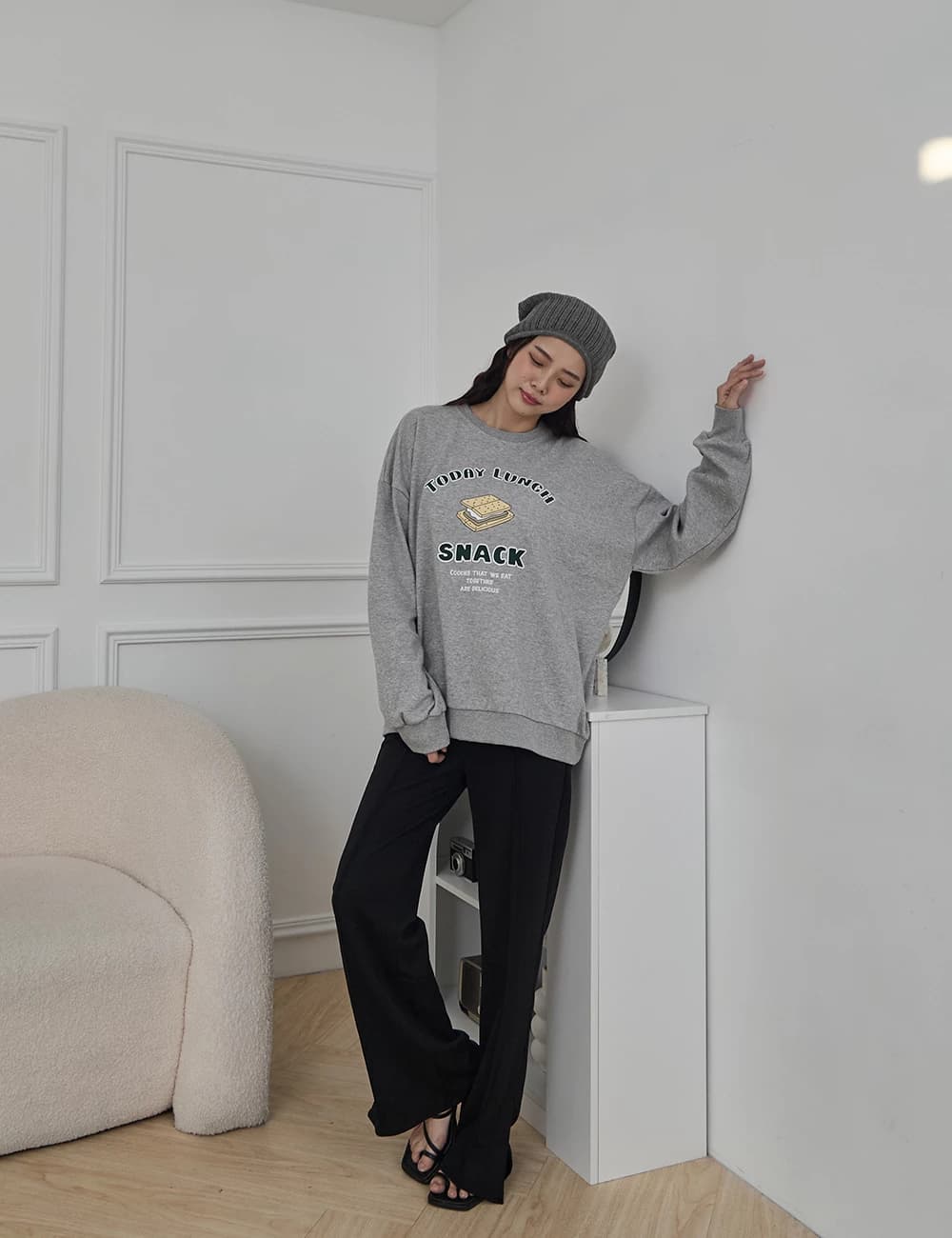 正韓-餅乾圖印大學Tee