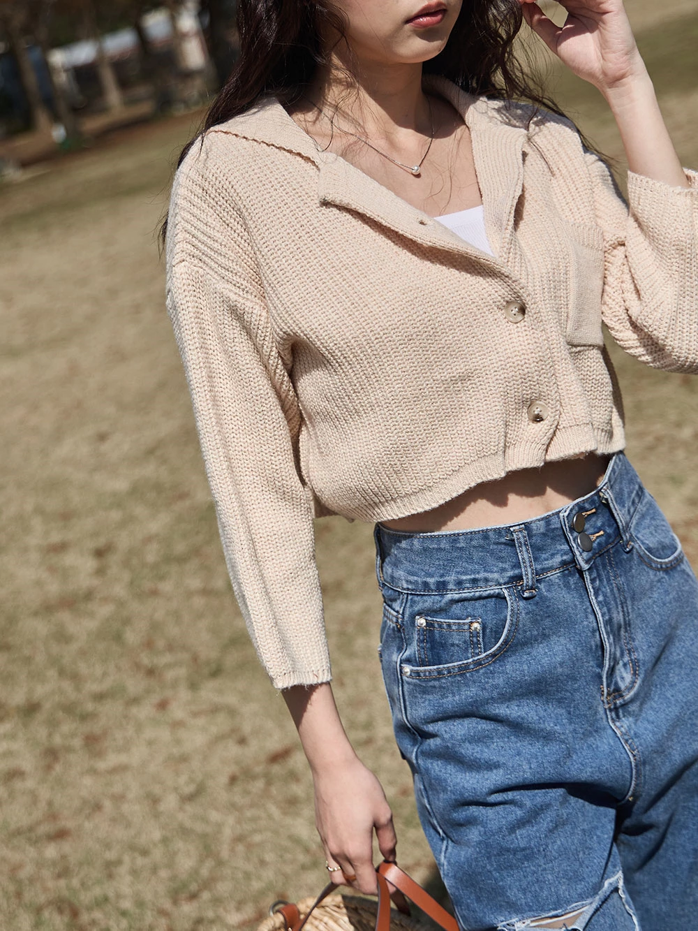 翻領針織短版上衣