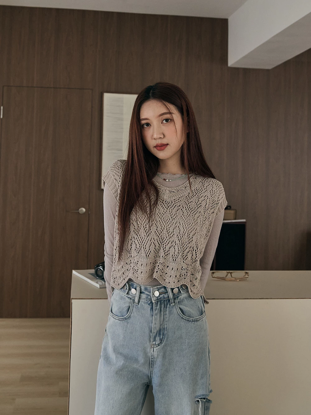 縷空布蕾絲背心