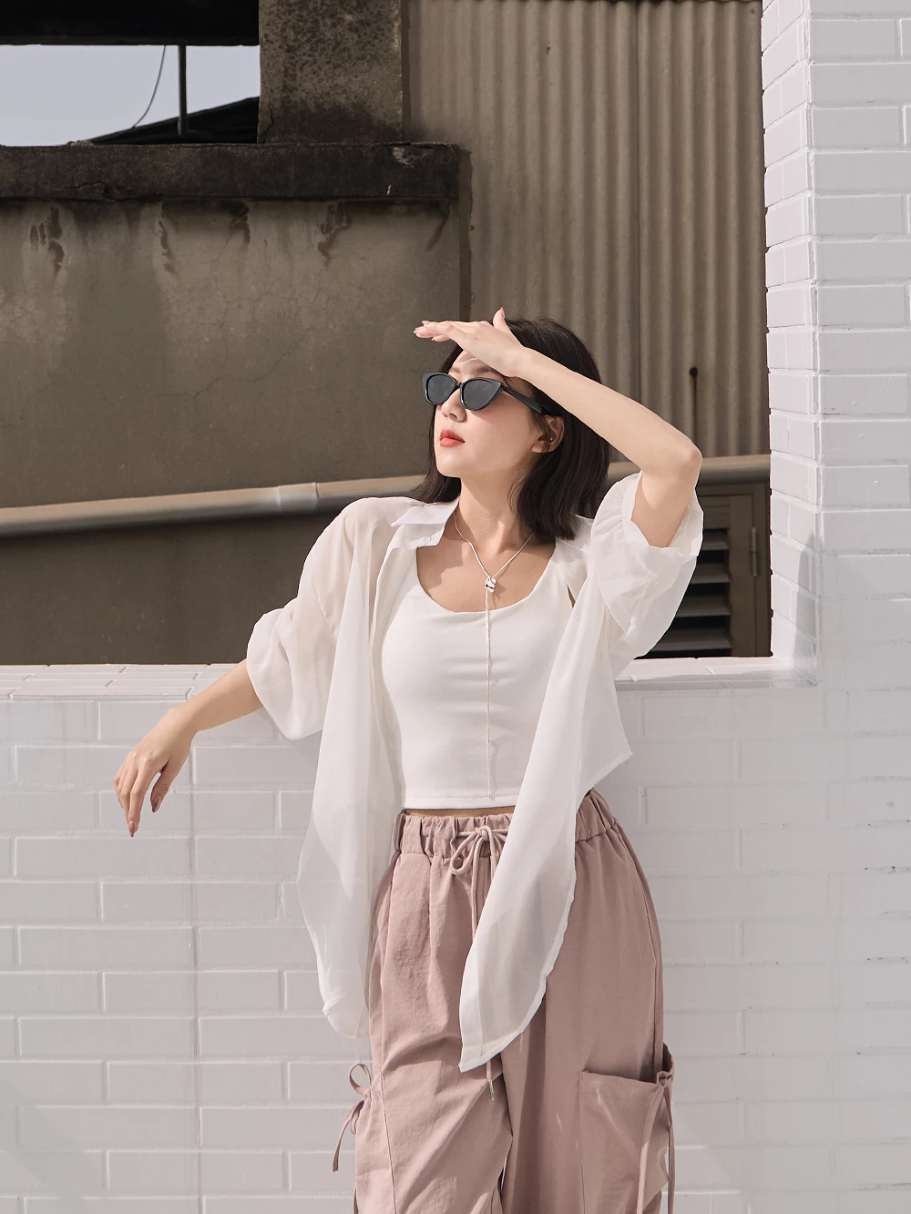 微透雪紡紗襯衫