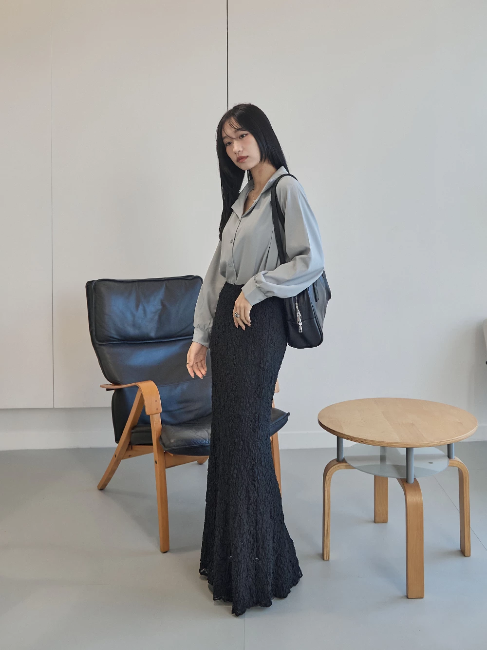 立體提花褶紋長裙