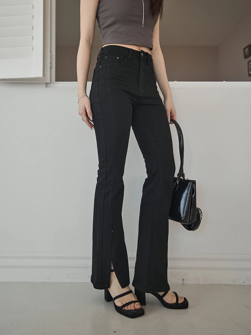 側開岔小喇叭牛仔褲