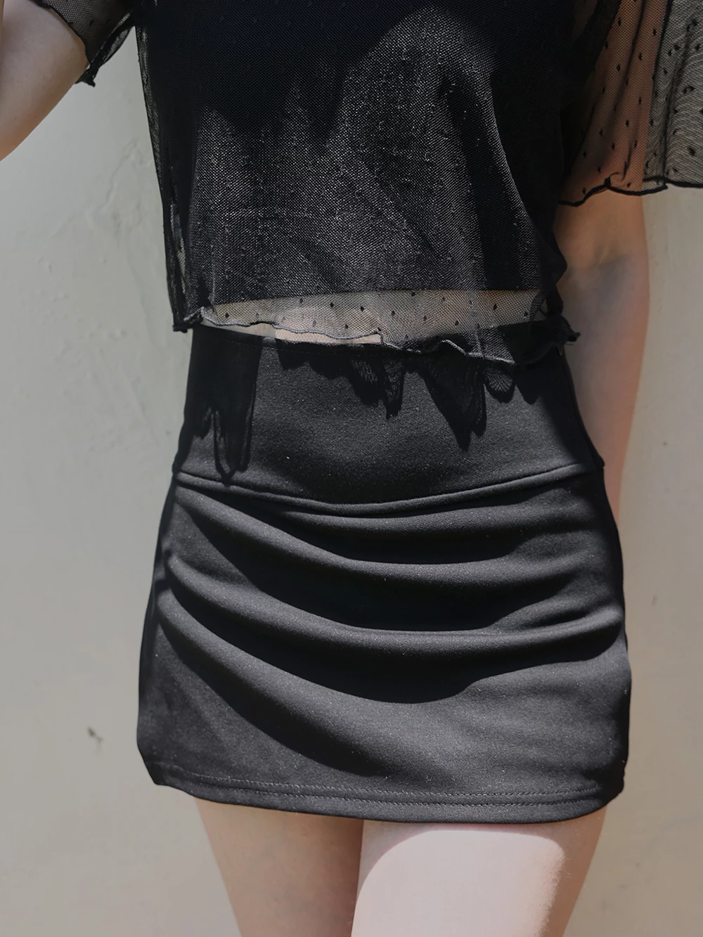 開岔彈力包臀褲裙