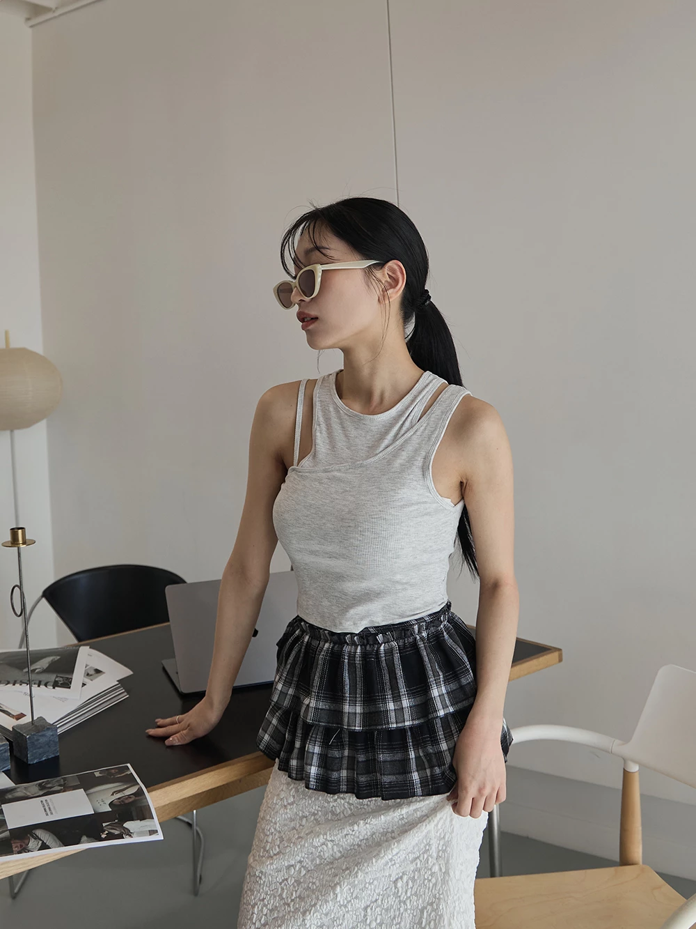 假兩件造型胸墊背心