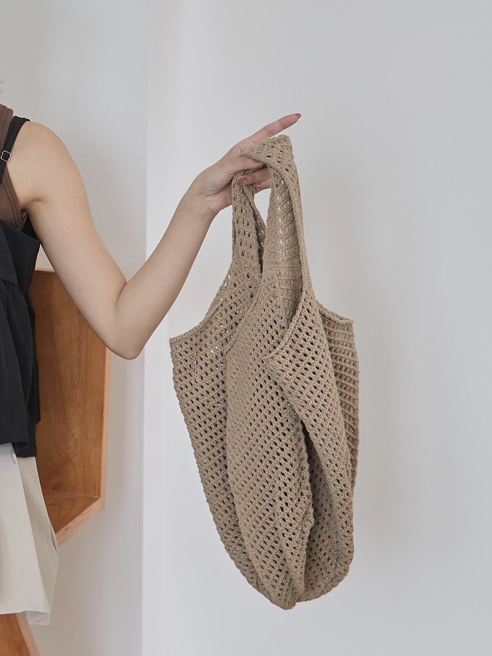 洞洞感編織手提袋