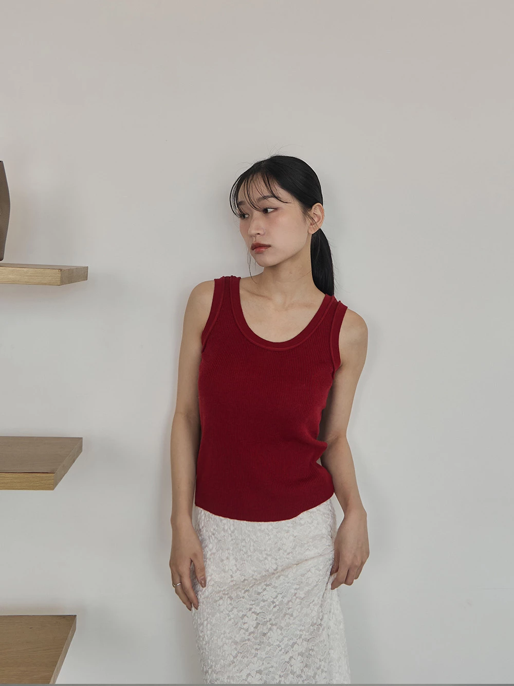 舒適手感坑條圓領背心