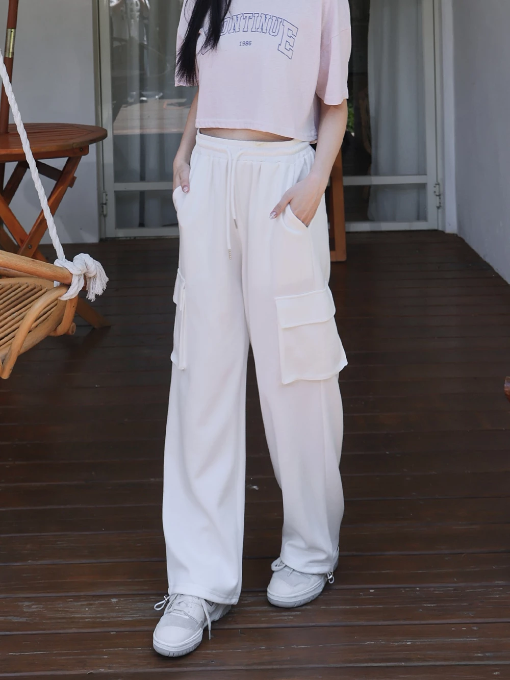 涼感太空棉抽繩工裝褲