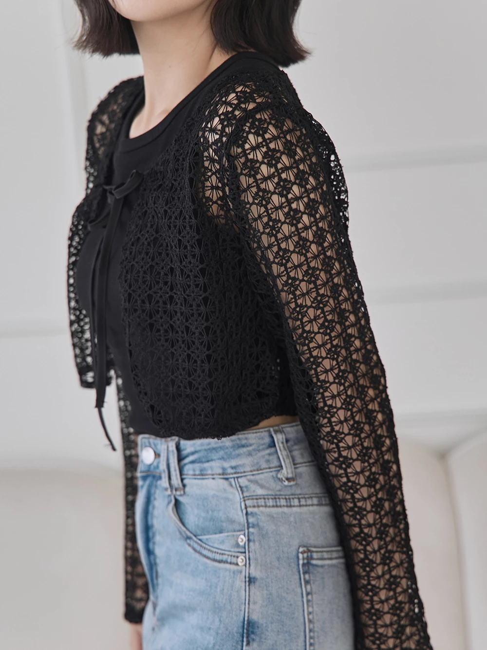 編織簍空透膚罩衫