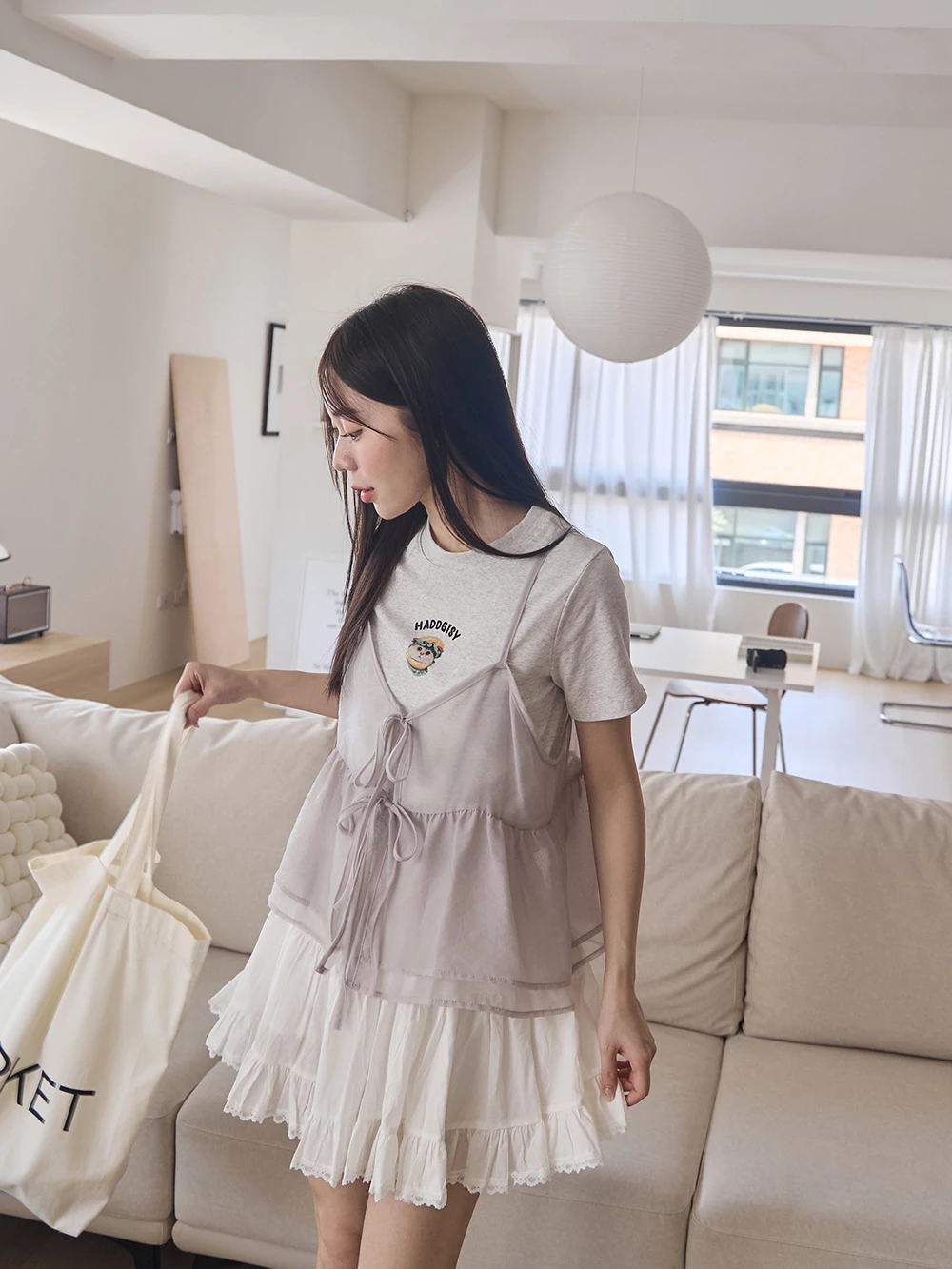 兩穿透膚綁帶細肩背心