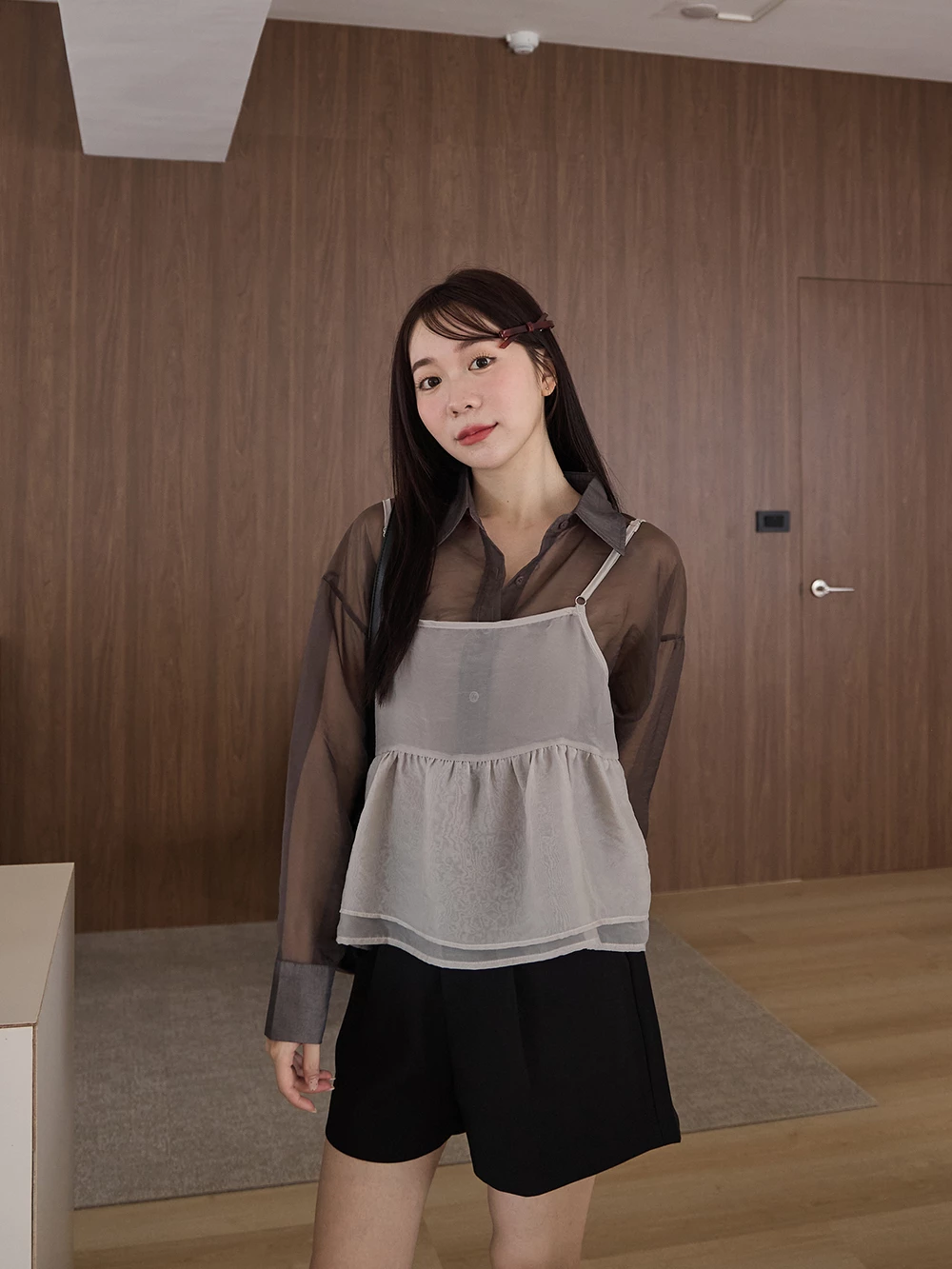 兩穿透膚綁帶細肩背心