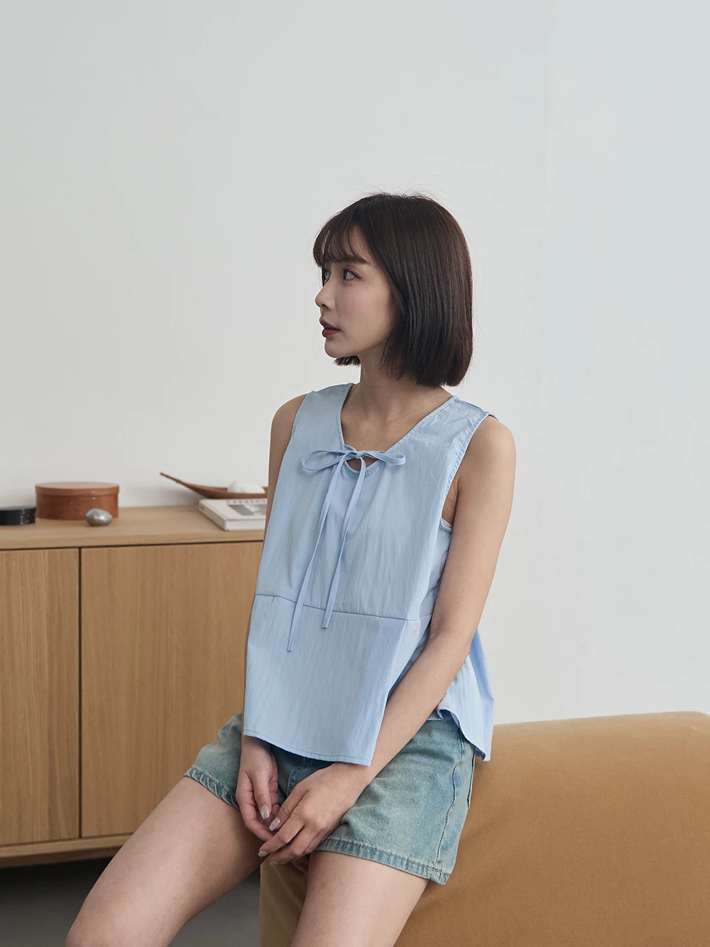 折線造型綁帶背心