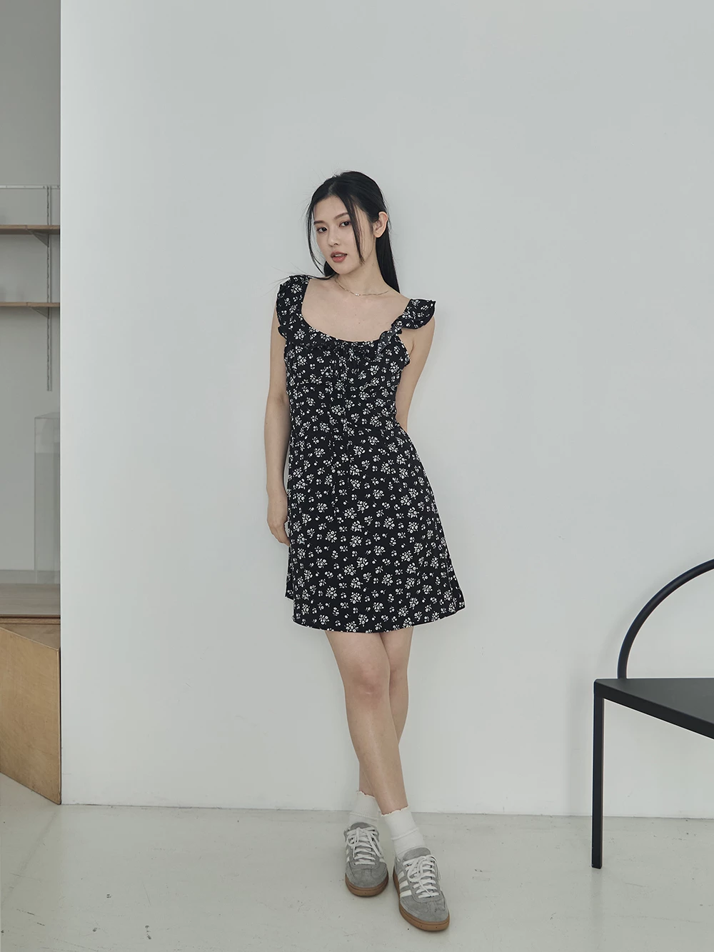 荷葉袖碎花小洋裝