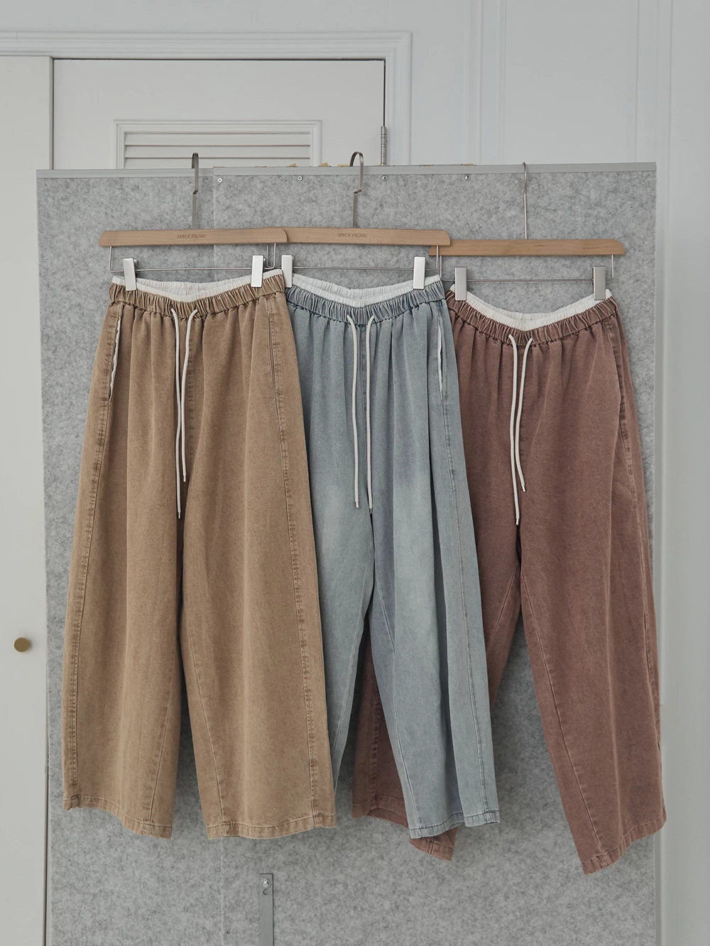 撞色抽繩牛仔褲