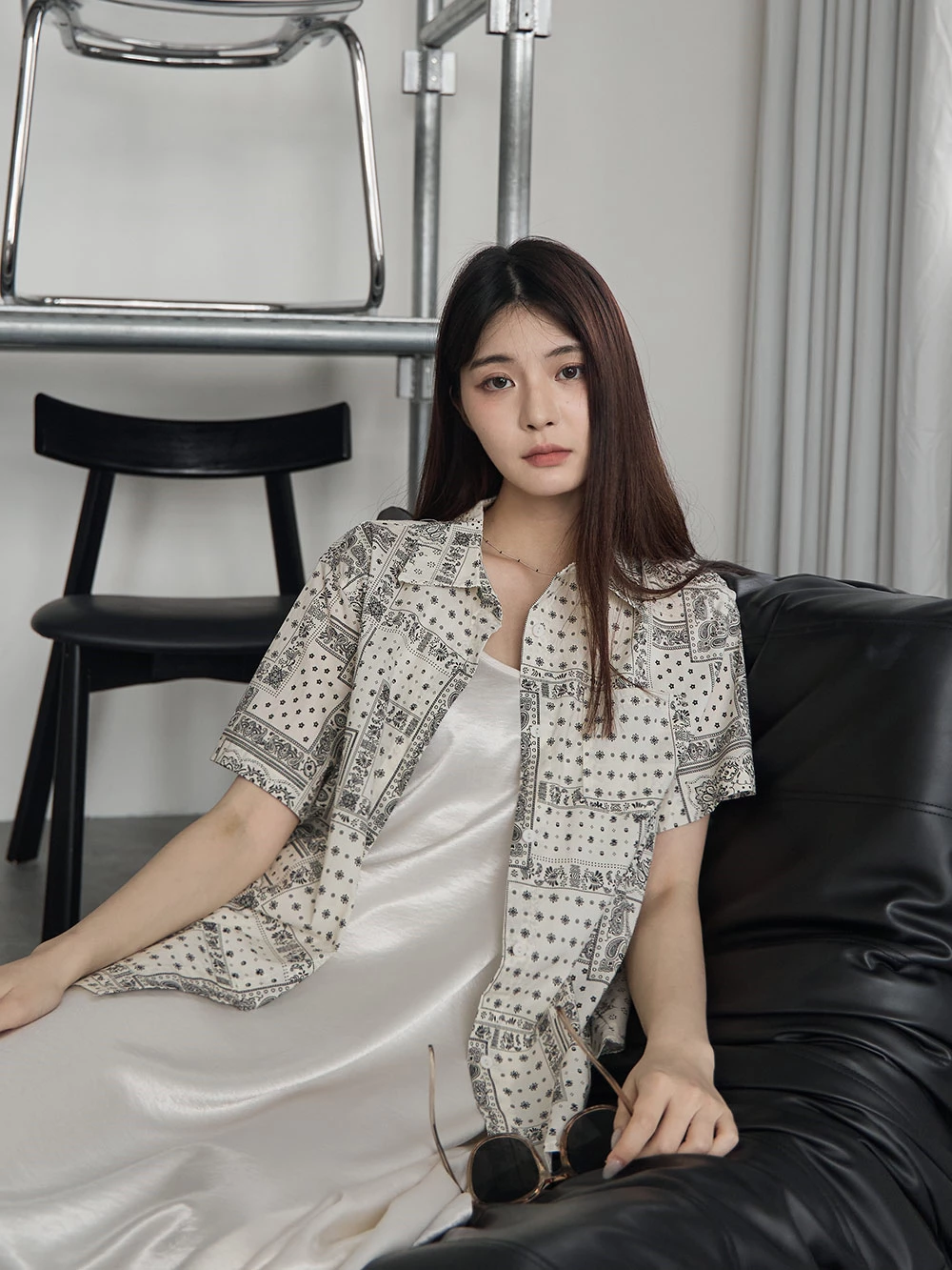 復古不規則印花襯衫