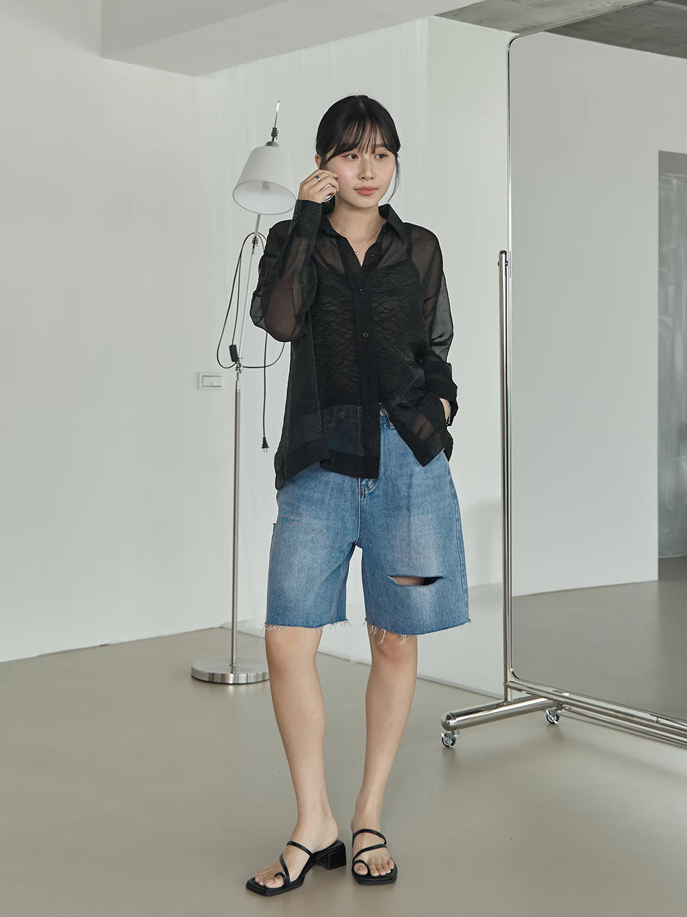 微透雪紡紗襯衫