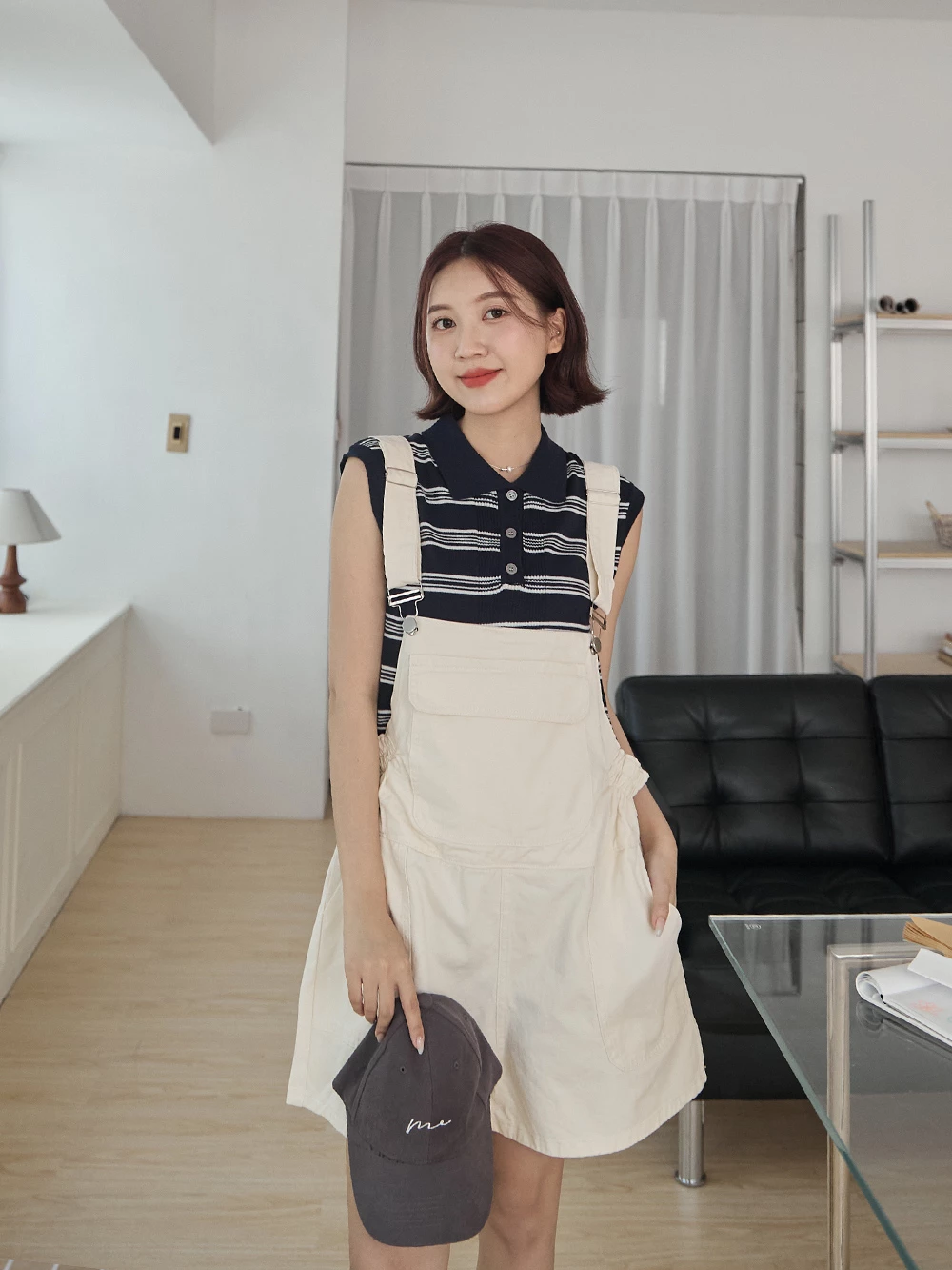 大口袋吊帶短褲