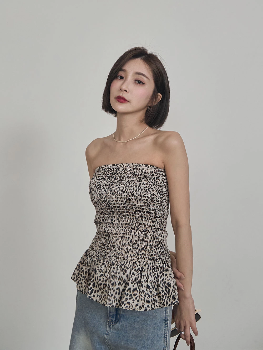 平口豹紋荷葉邊背心
