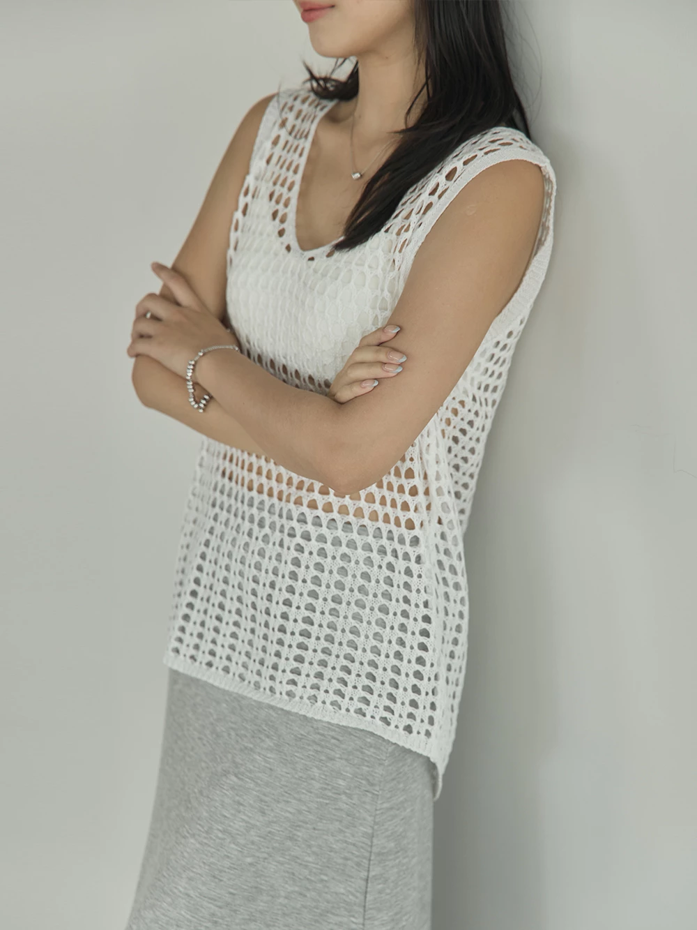 洞洞感編織背心