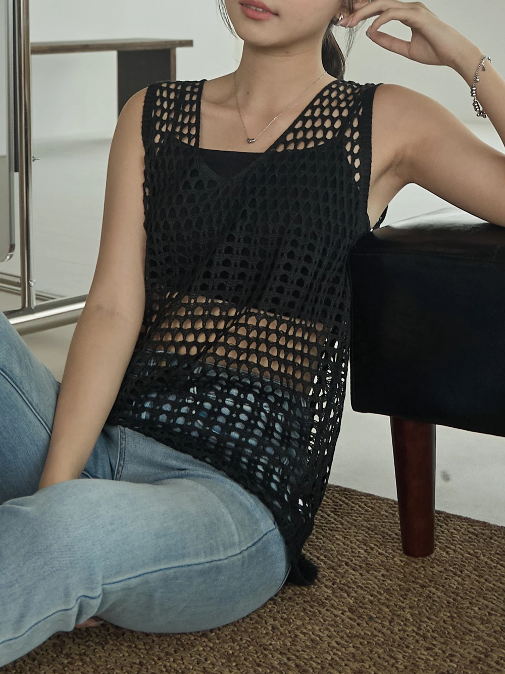 洞洞感編織背心