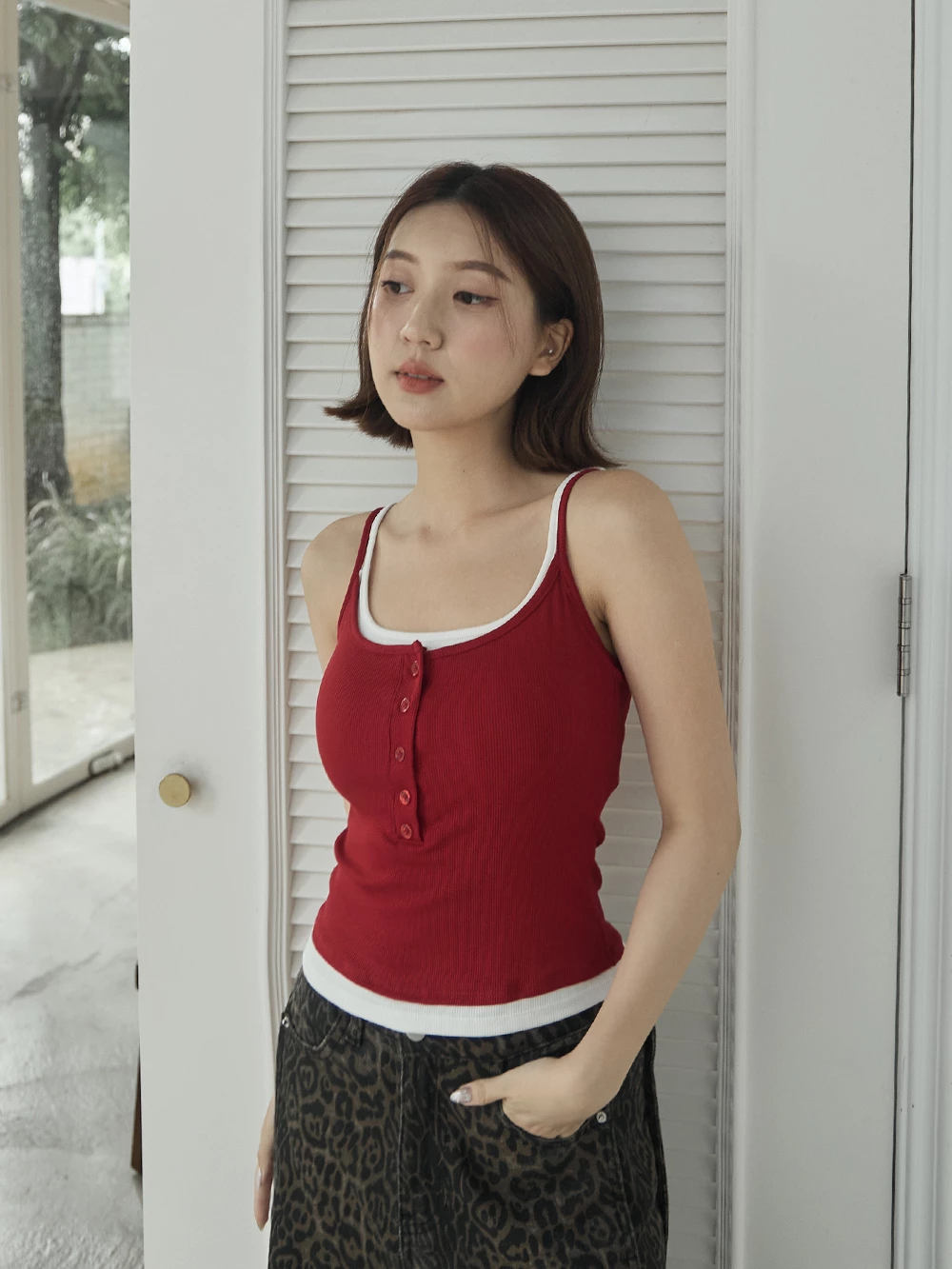 假兩件細肩胸墊背心