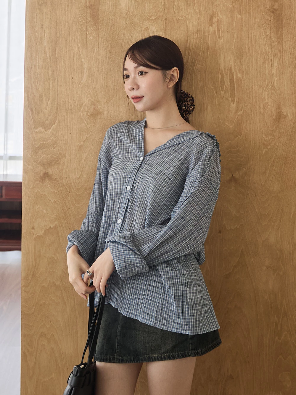 格紋花邊連帽外套