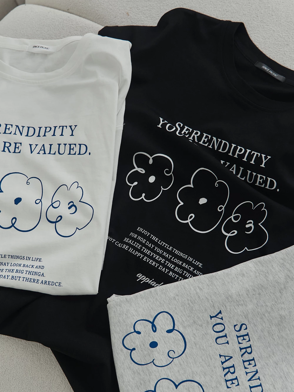 手繪小花印圖寬鬆上衣