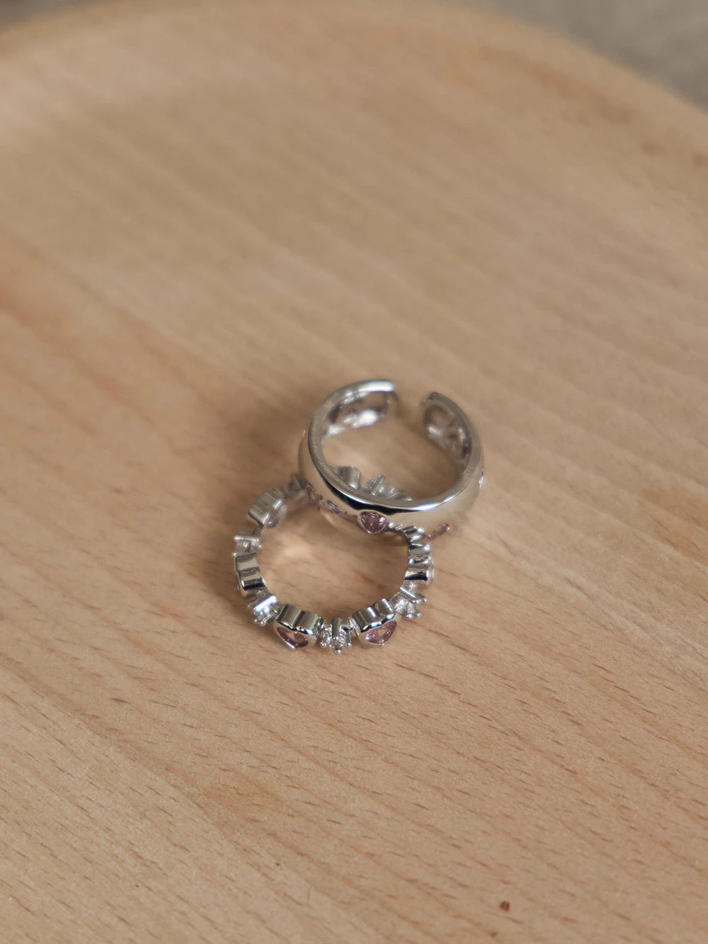 愛心水鑽C型戒指