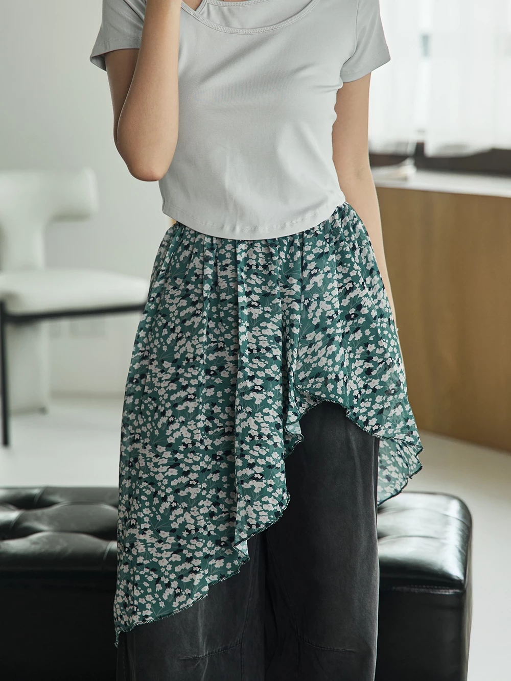 碎花腰鬆緊裙廉