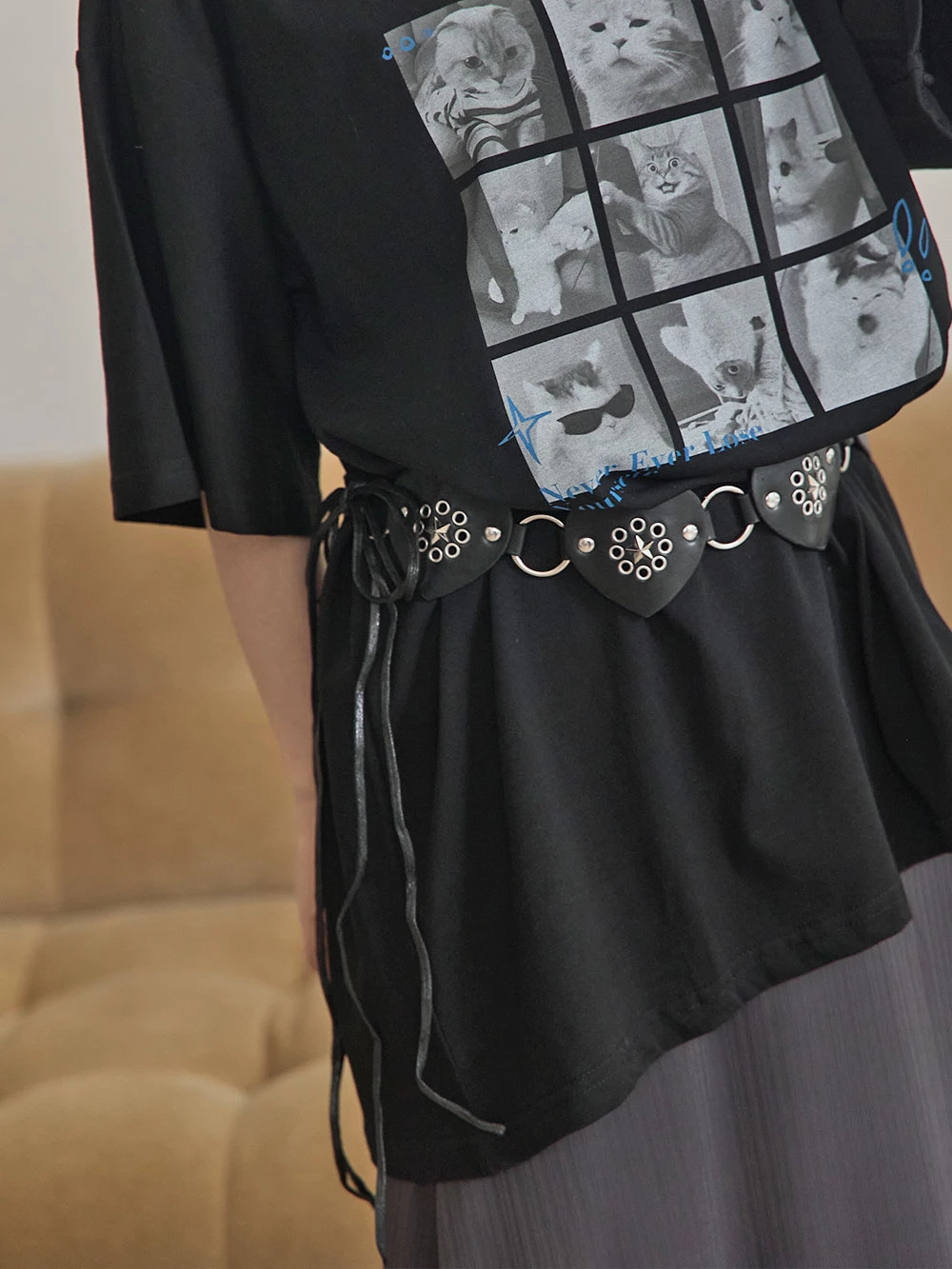 愛心環扣綁繩腰帶