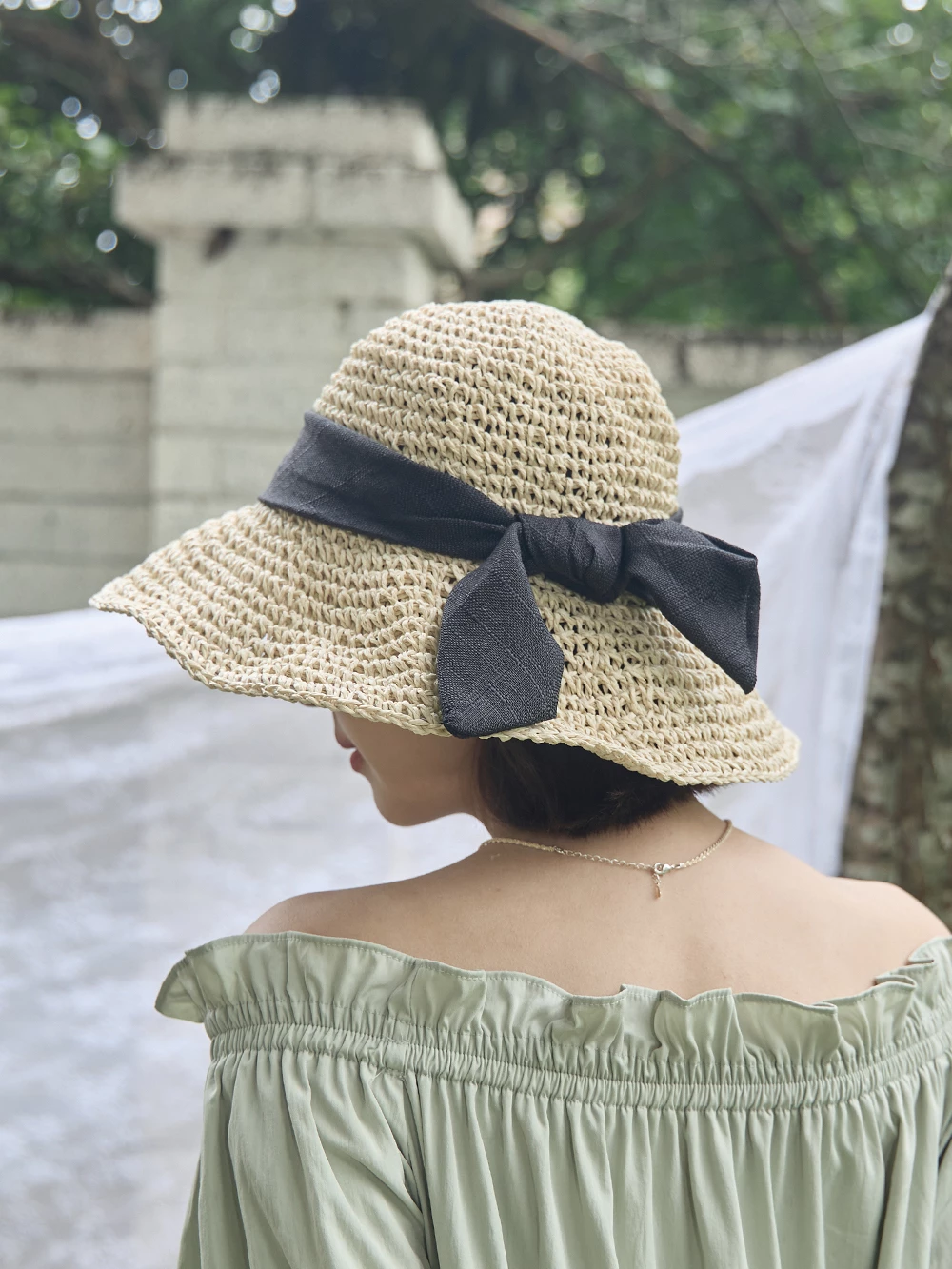 蝴蝶結編織草帽