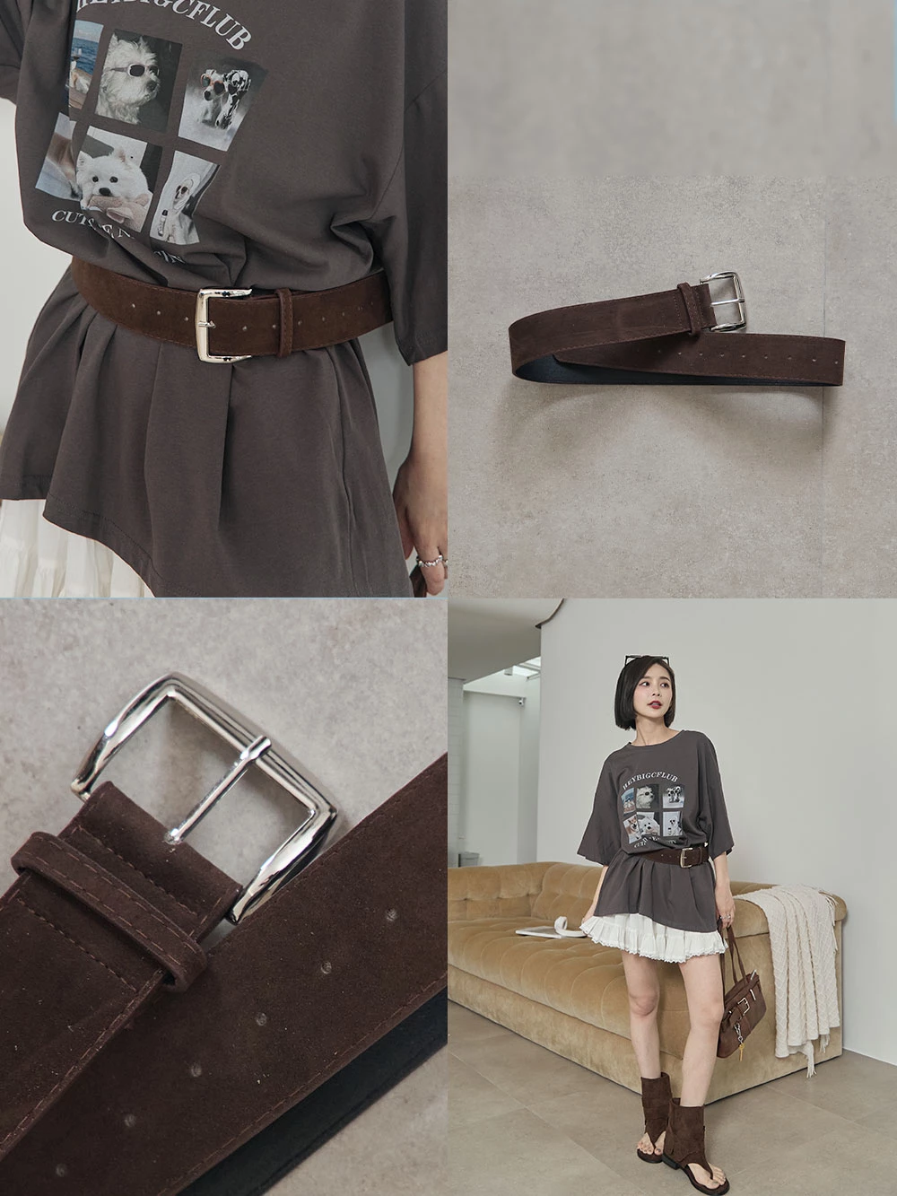 麂皮絨寬版皮帶