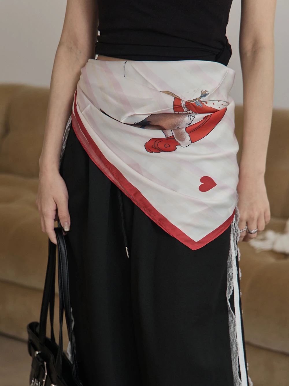 復古印花大方絲巾