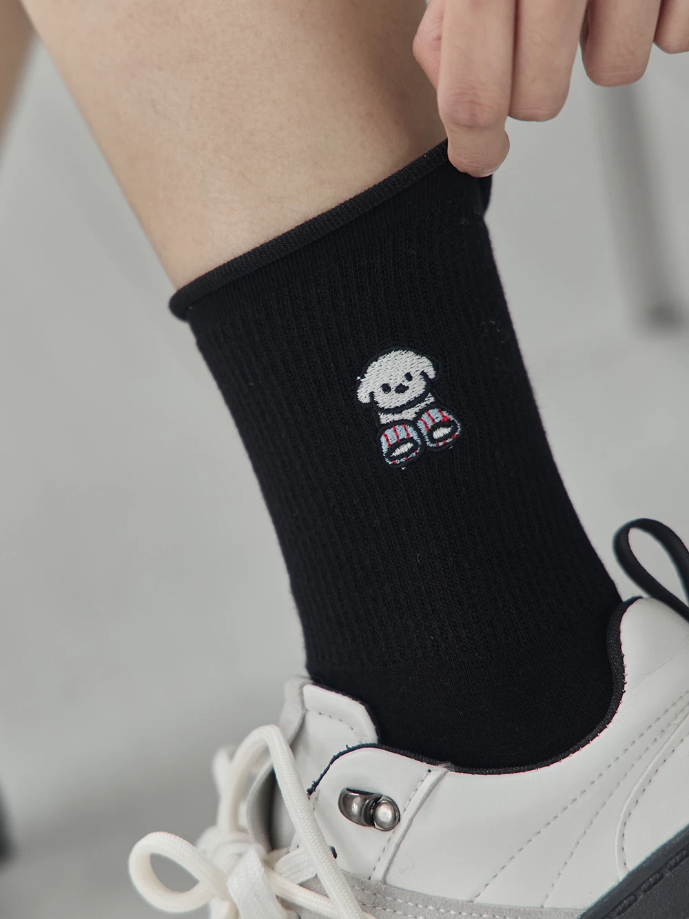 狗狗大集合繡圖捲邊襪