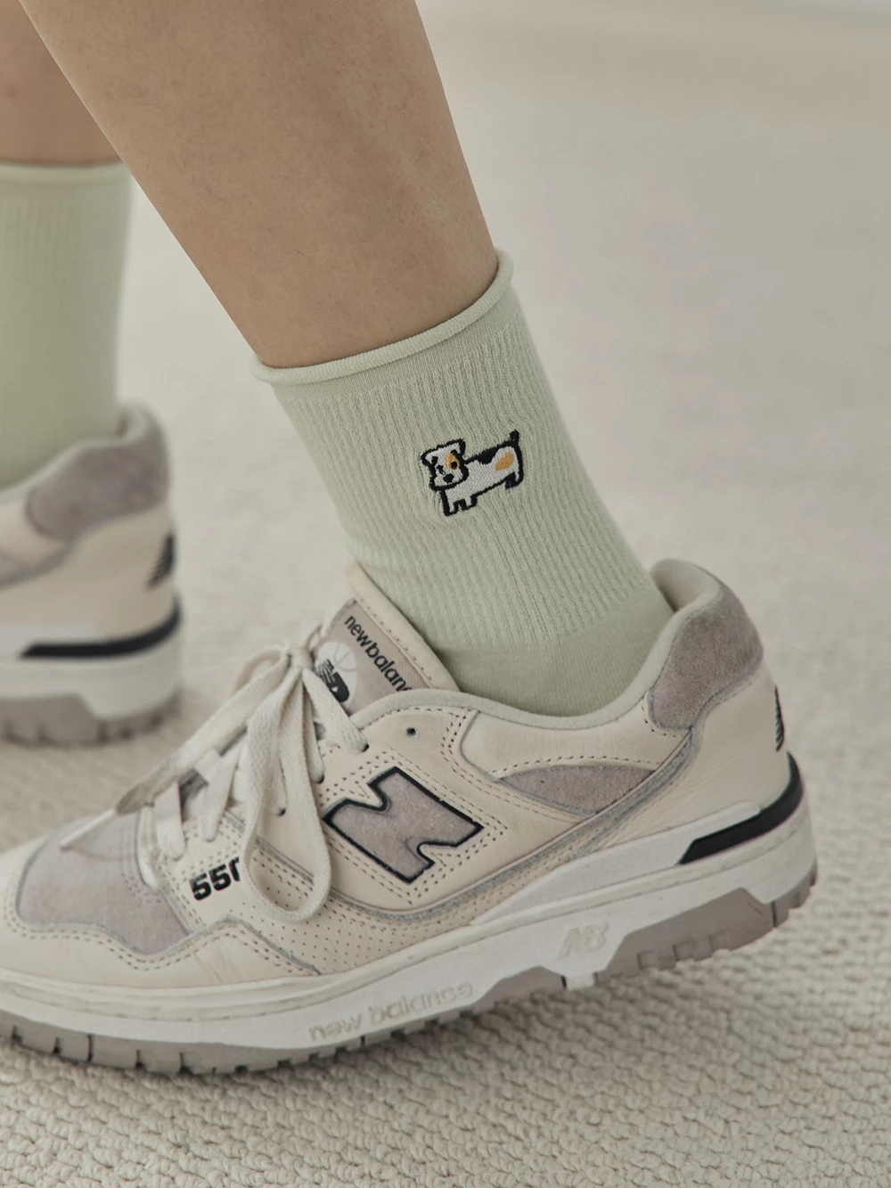 狗狗大集合繡圖捲邊襪