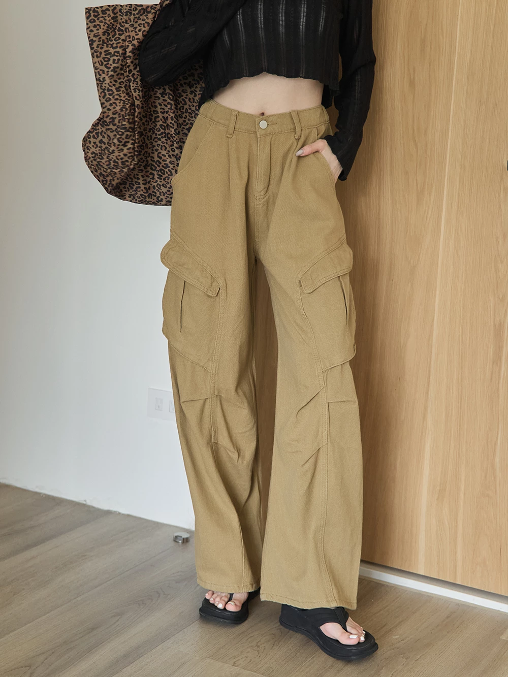 斜口袋彎刀工裝褲