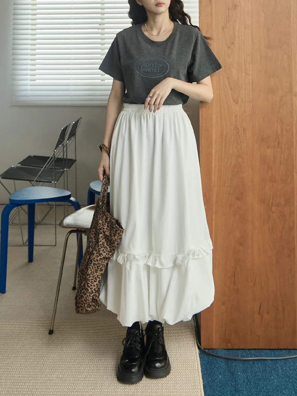 荷葉邊花苞長裙