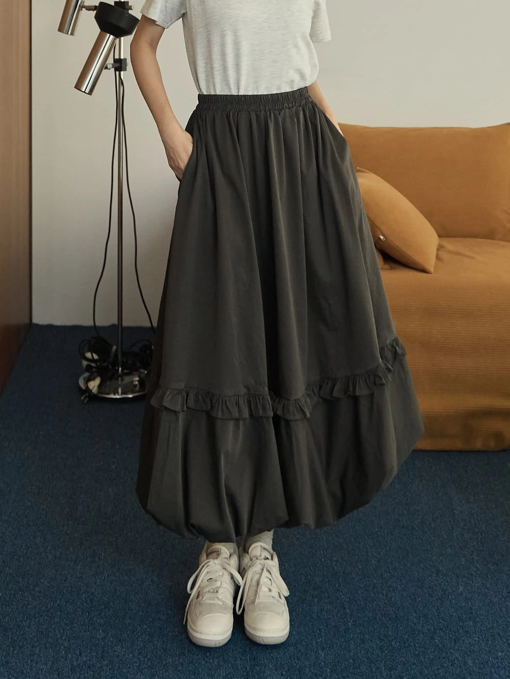 荷葉邊花苞長裙