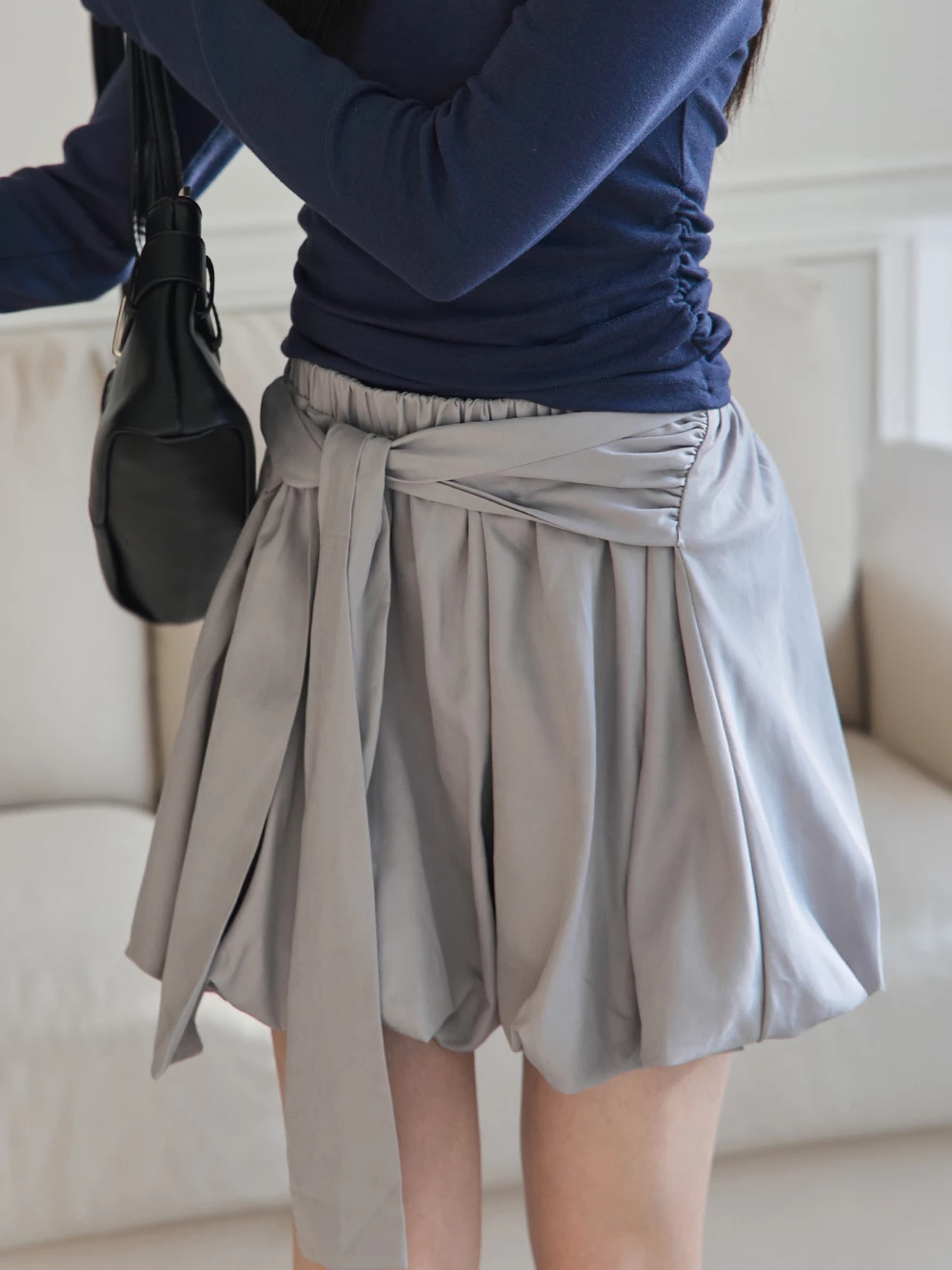 綁帶花苞短褲裙