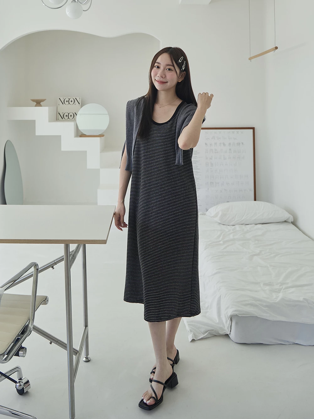 條紋背心洋裝