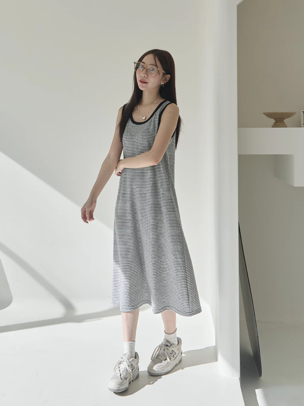 條紋背心洋裝