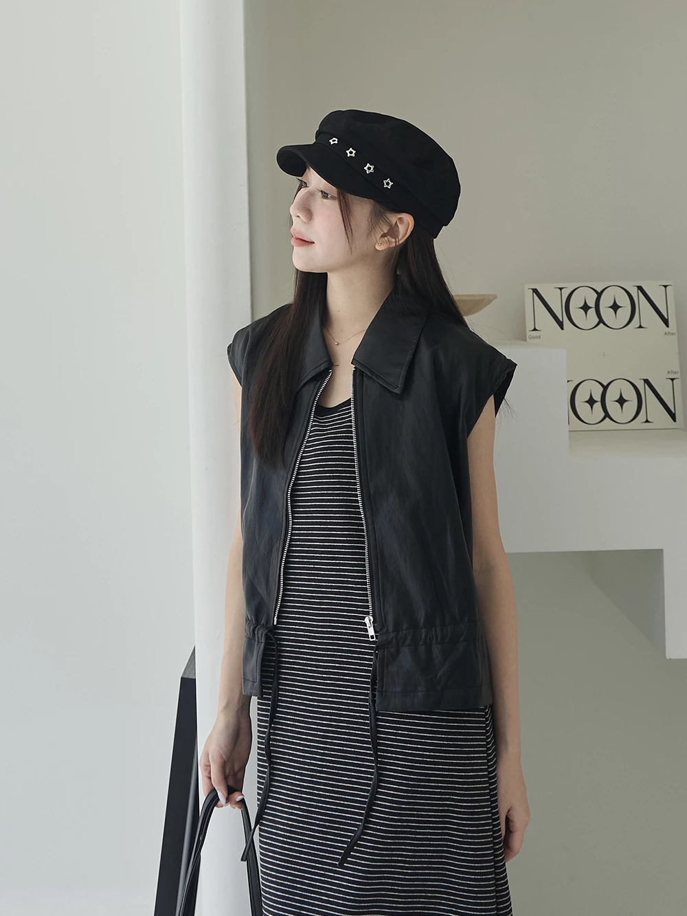 襯衫領背心皮外套