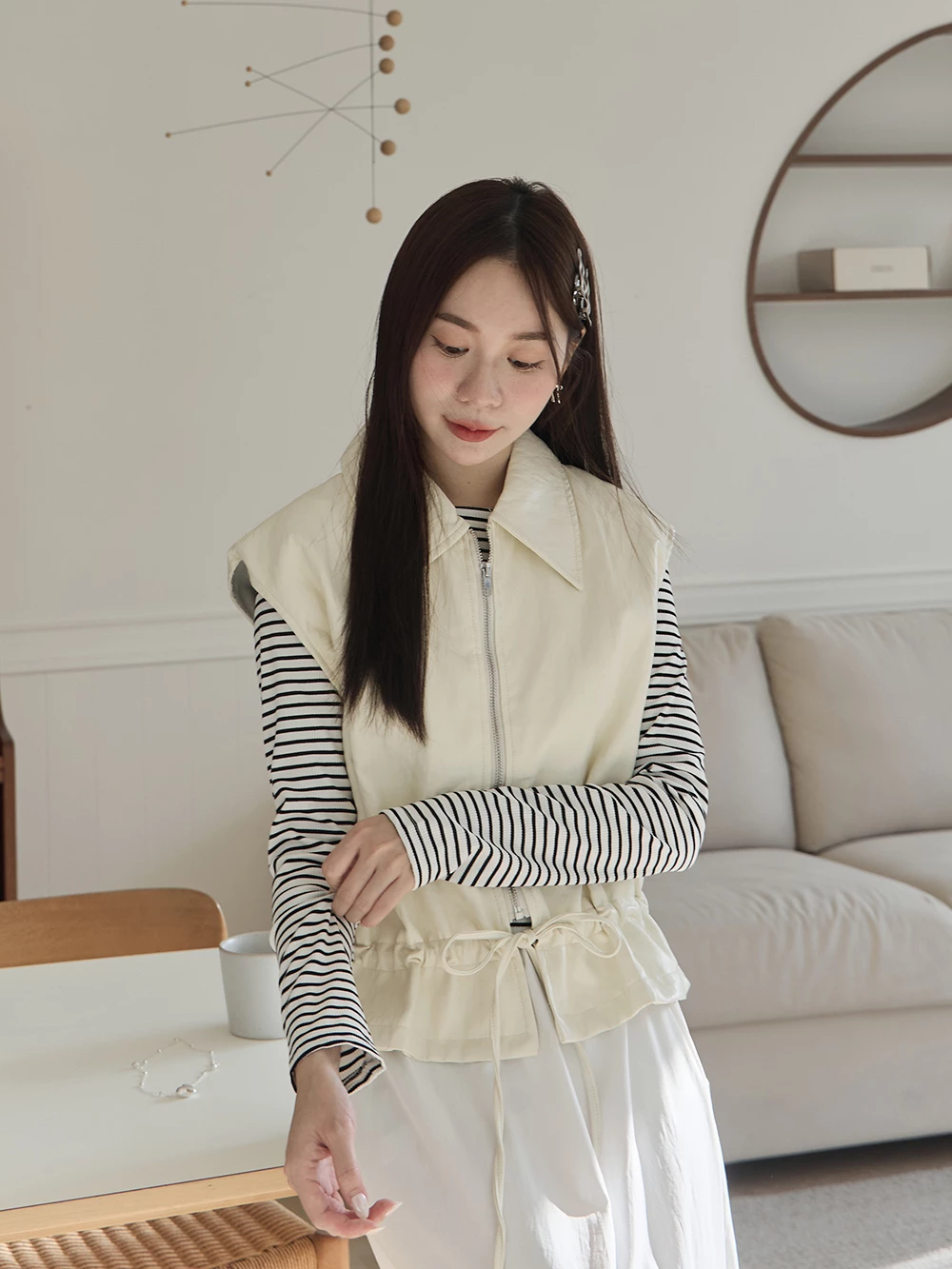 襯衫領背心皮外套