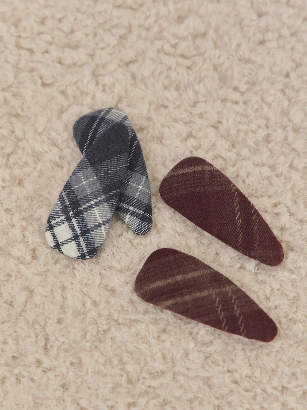 復古格紋布面髮夾