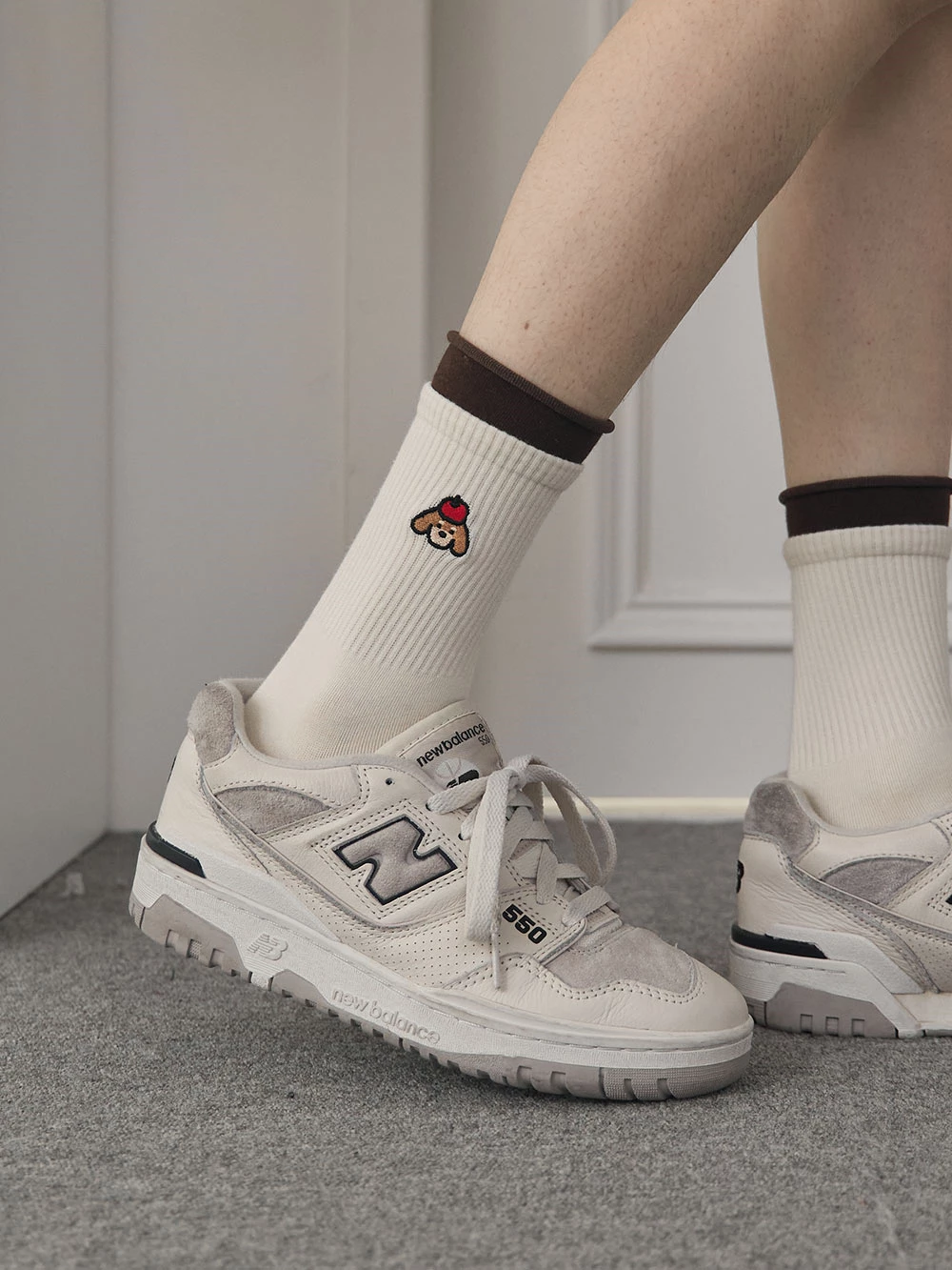 可愛小狗中筒襪