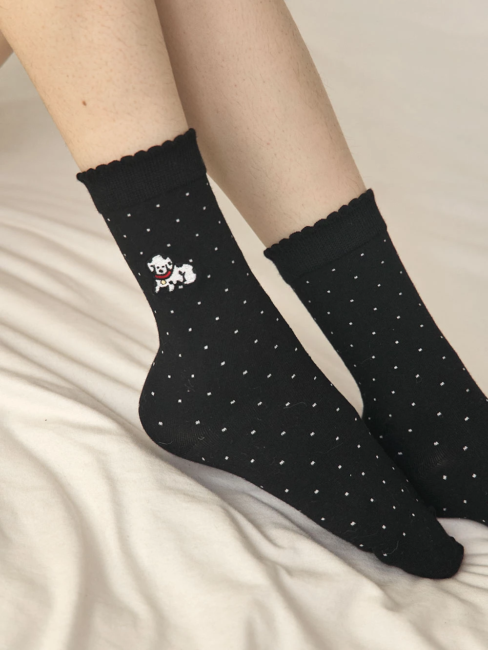可愛小狗中筒襪