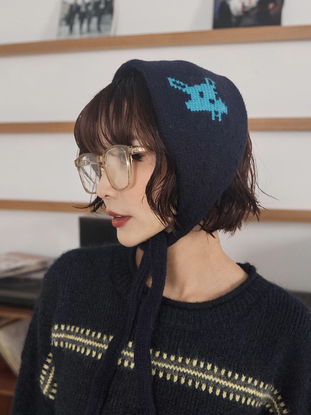 綁帶針織護耳帽