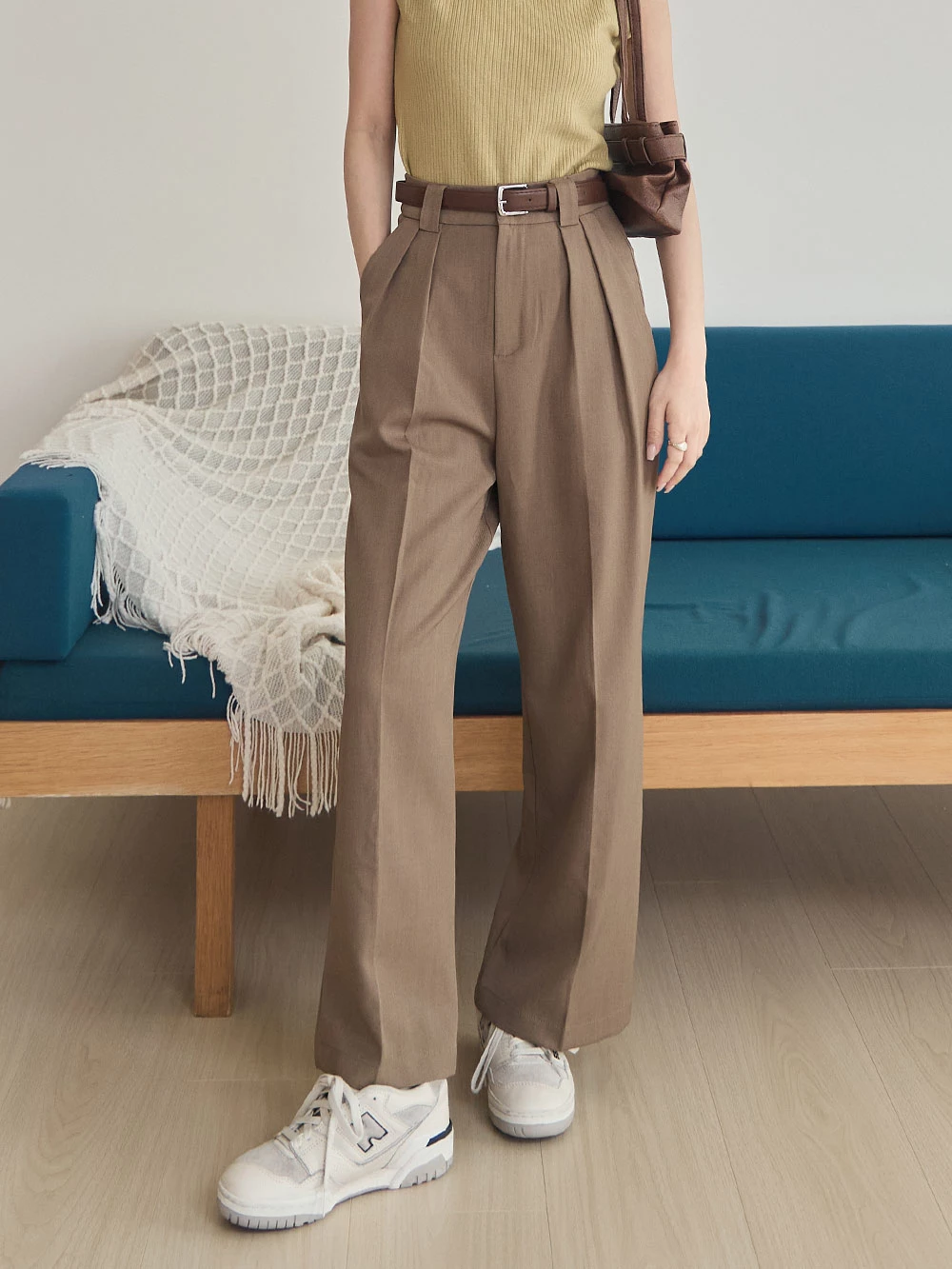 SPmade-滑感壓摺西裝褲-附皮帶